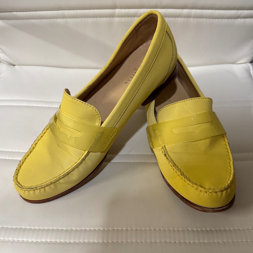 Cole Haan reflctor yellow penny loafers